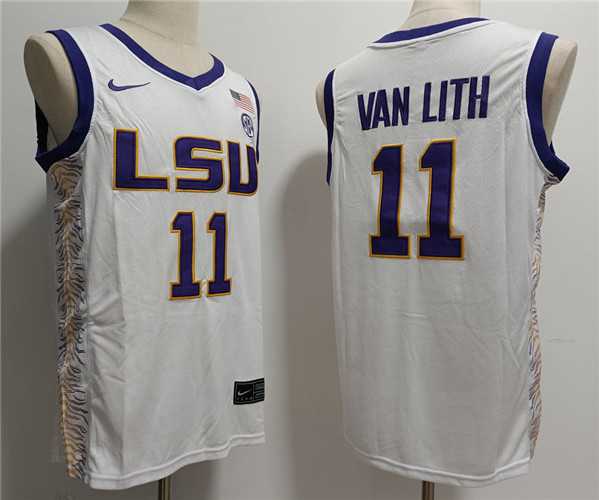 Men%27s LSU Tigers #11 Hailey Van Lith White Stitched Jersey